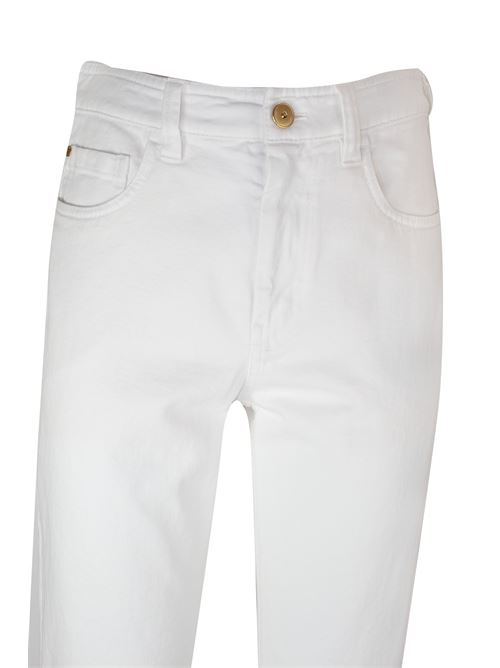 Pantaloni affusolati a vita alta in cotone bianco di BRUNELLO CUCINELLI BRUNELLO CUCINELLI | MB030P5732C159